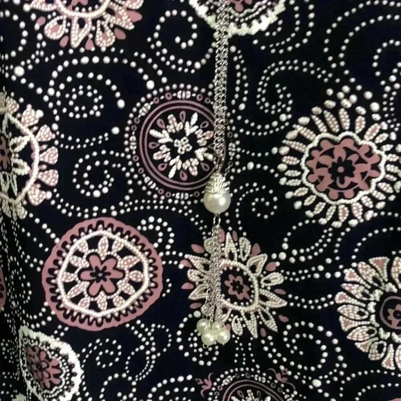 SJS petite dress size large navy with white and shades of mauve - Picture 2 of 9